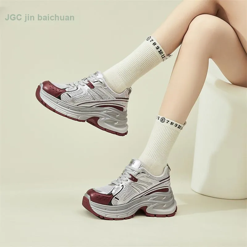 Jin Baichuan Height Increasing Wear-Resistant Low-Top Chunky Sneakers Women's-4