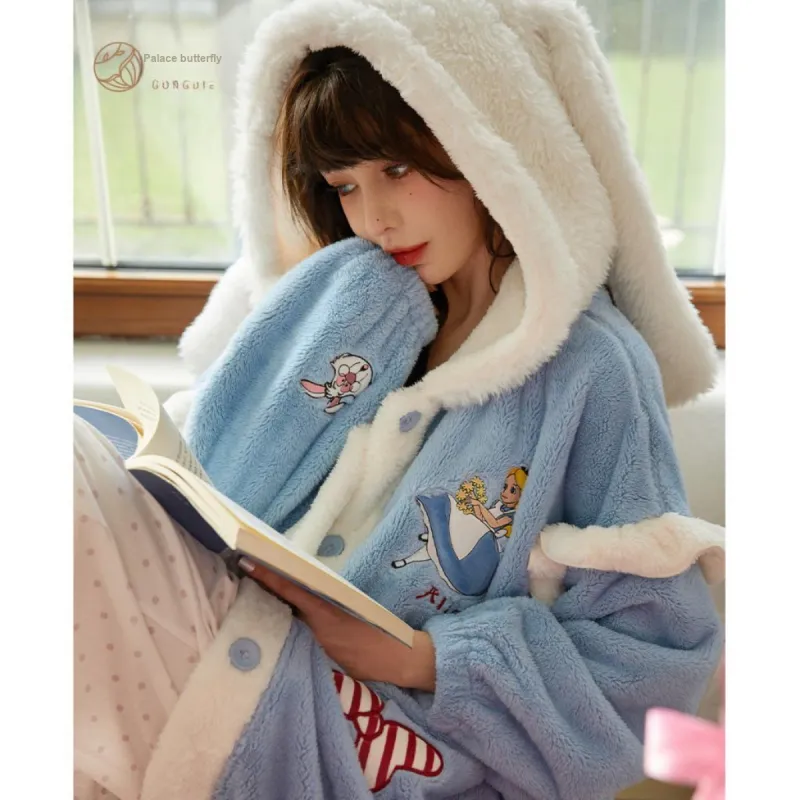 Gongdie x Disney Bath Robes Women's Blue-5