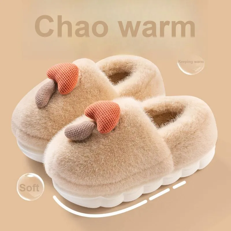 Foot Recreation Winter Home Cartoon Cute Mushroom Warm Comfortable Cotton Slippers Couple Same Style Home Slippers-7