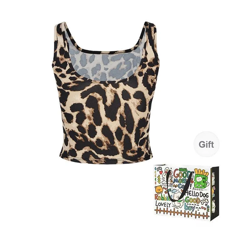 BVODE Tank Tops Women's Leopard Print Shopping Bag-1