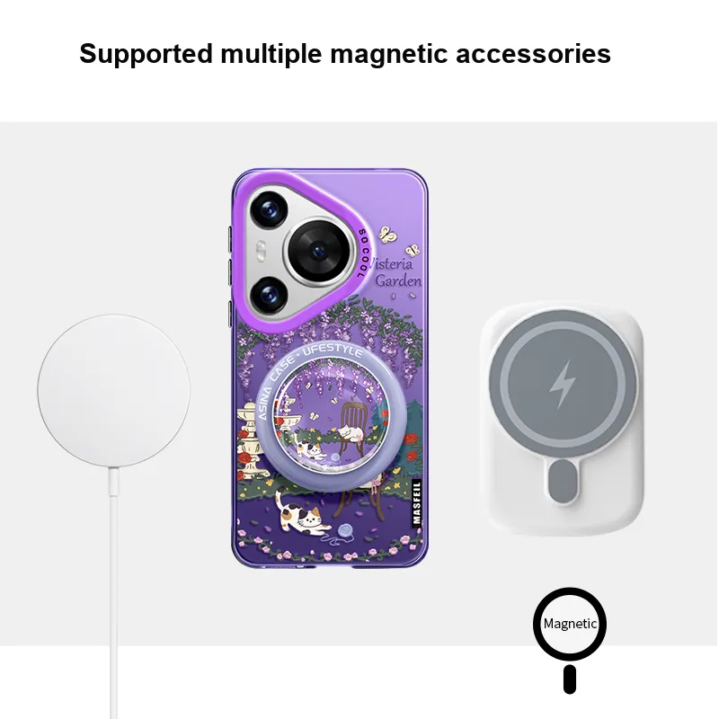 Marsfield Acrylic Material Soft Edge Magnetic Phone Case Purple Garden Myersphill Compatibility Huawei P70/60/50/40PRO-2