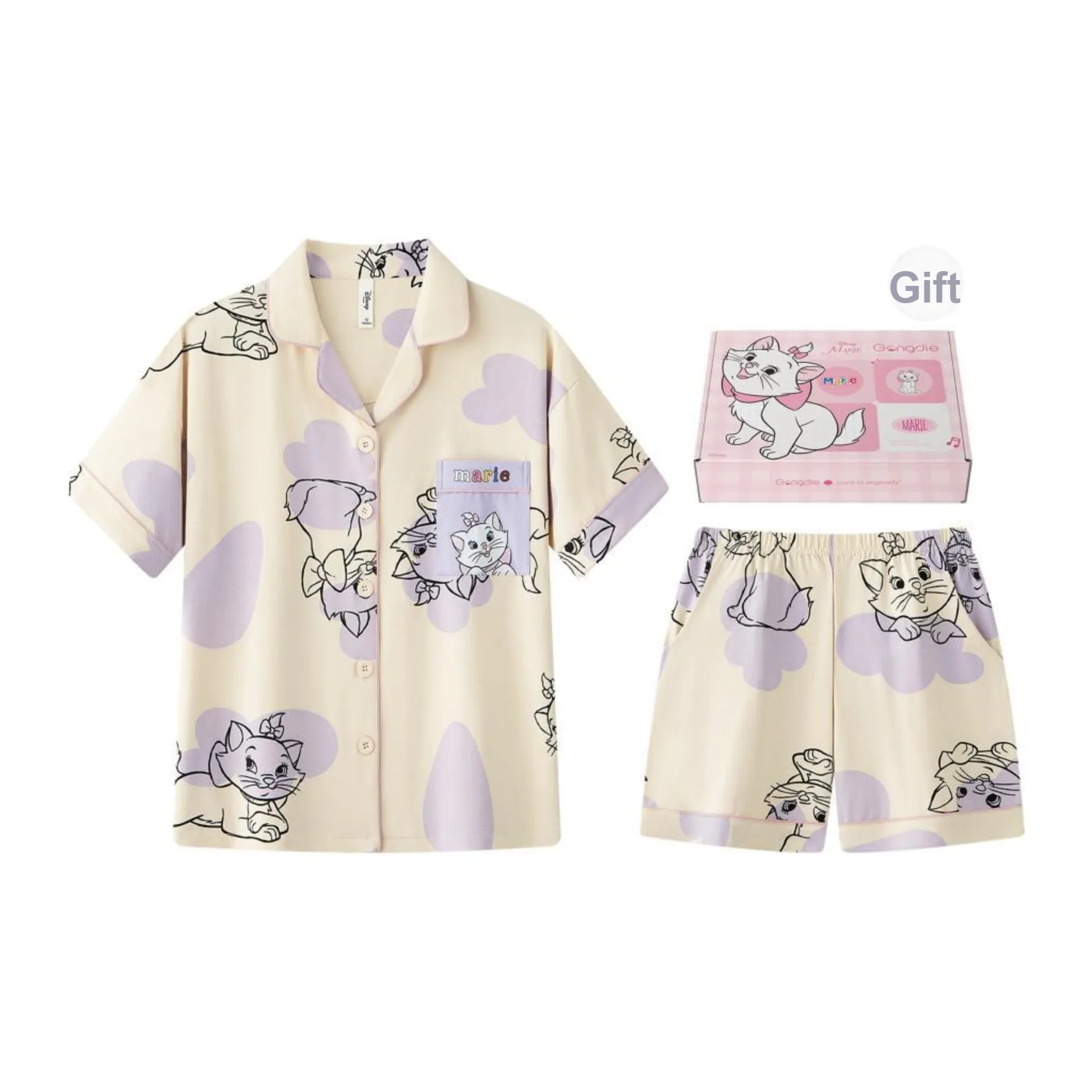 Gongdie x Disney Pajama Set Women's Purple, Gift Box Set