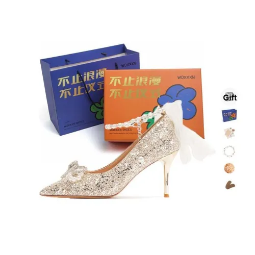 WOXXXN Узкий каблук Высокие каблуки Женские Шампанское Набор в подарочной коробке