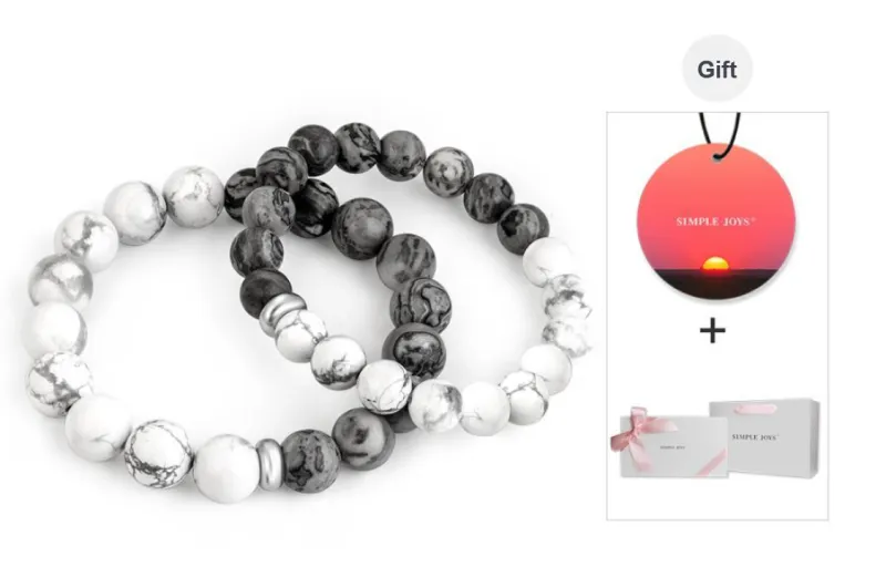 SIMPLE JOYS Bracelets Unisex Map Stone White Turquoise Stretchable Minimalist Style New Chinese Trend-41