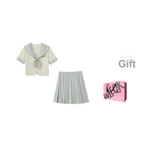 CTRTRC Короткий рукав Топ + Галстуки-бабочки Женская униформа