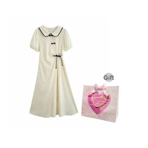 CHICCLO Короткий рукав Платье Женское Абрикосовое