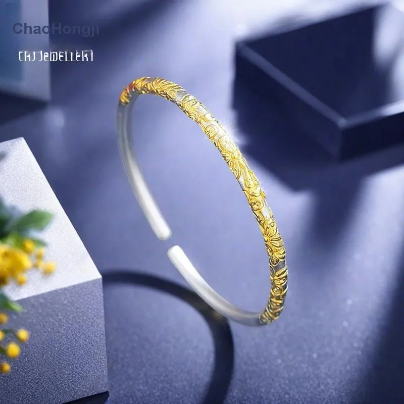 CHAOHONGJI 999 Fine Silver Bangles Women's-3
