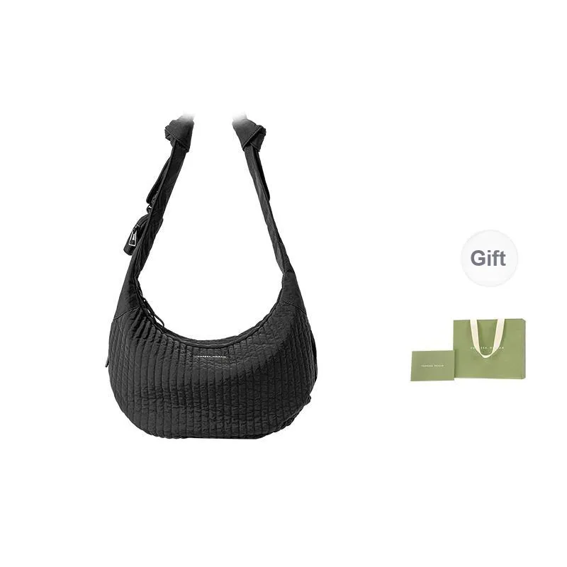 VANESSA HOGAN Fabric Crescent Bag Handbag, Shoulder Bag, Crossbody Bag Women's Light Blue/Black-6
