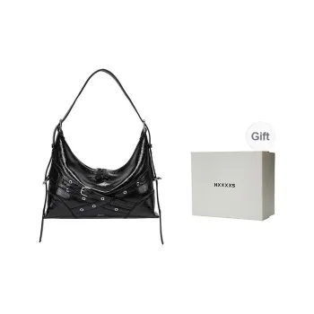 HXXXXS Cow Leather Handbag, Shoulder Bag Regular Women's Black/Wasteland Gray