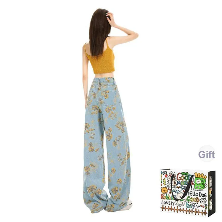 KUNZHUDAXIANG Jeans Women's Blue Shopping Bag Included-1