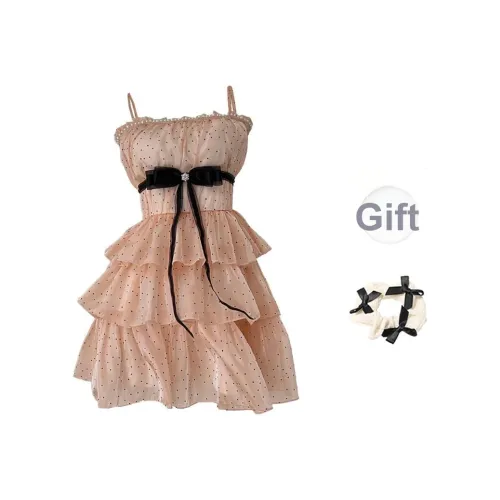 TORIGHT Slip Платье Женское Розовое с Полка Дот + Резинка для волос с Подарками