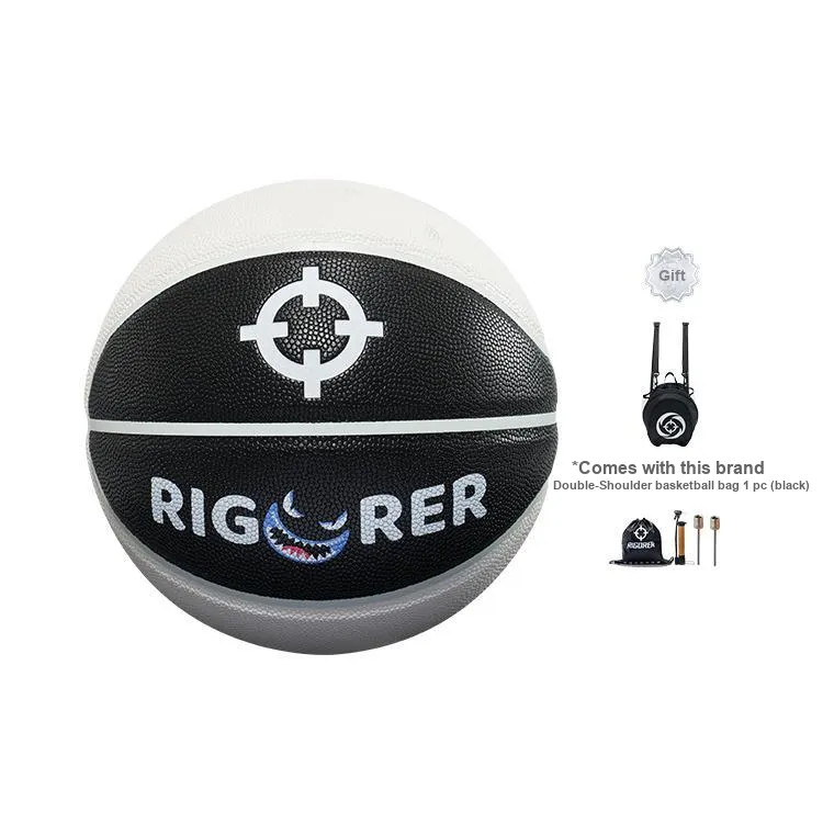 RIGORER Monster Series PU Basketball Black White Size 5 Training Kids'-5