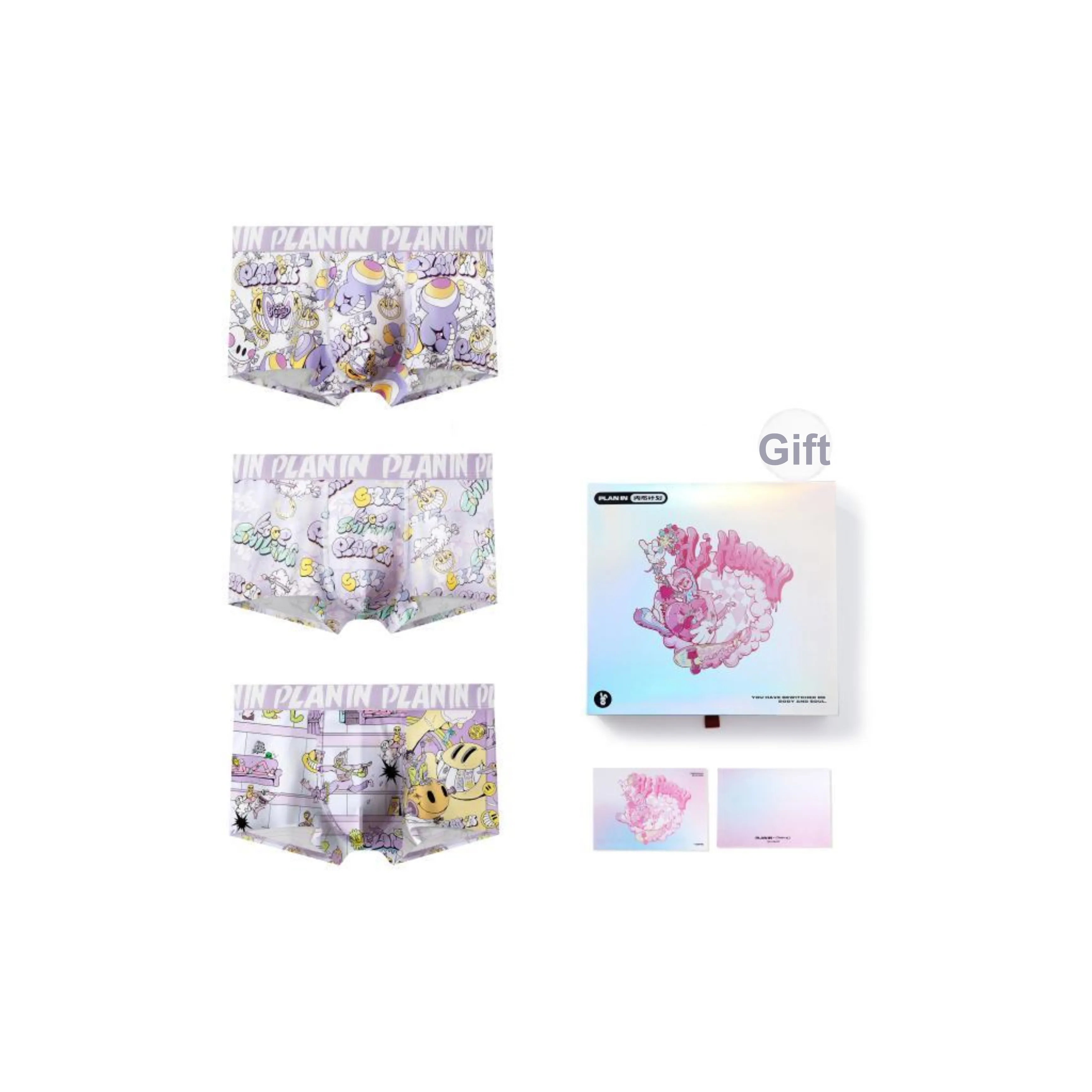 PLAN IN Underpants Men's Kuromi Purple Christmas Box