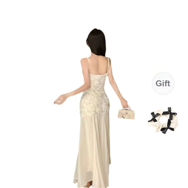 TORIGHT Slip Dresses Women's Light Apricot+Bowknot Hair Tie Comes With-1