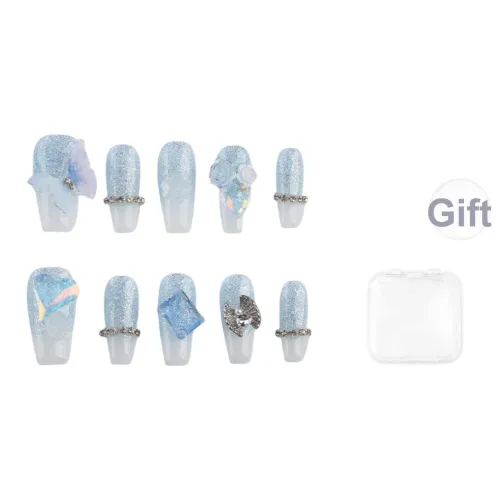 Song Biography Синий 3D-эффект Камелия Осветляющий Ручной Ногтей Мода False Nail Средний LADDER 25 мм