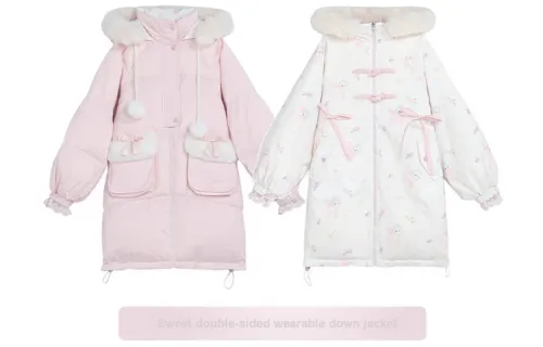 Snbl Down Jackets Women's Pink/White Reversible