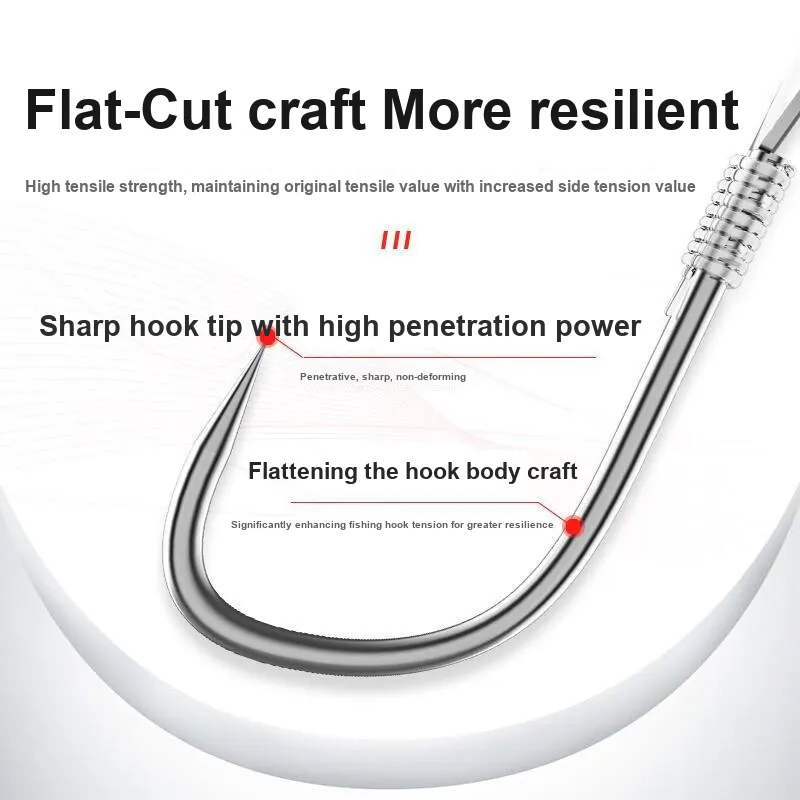 HUA Fishing Channel High Carbon Steel Black Pit Long Shank Hook-0