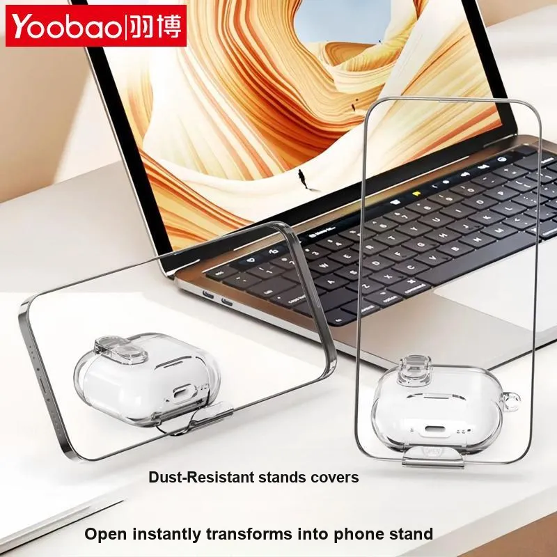 Yoobao Compatibility AirPods4 TPU Transparent Lock With Instant Stands Impact Resistant Headphone Set-7