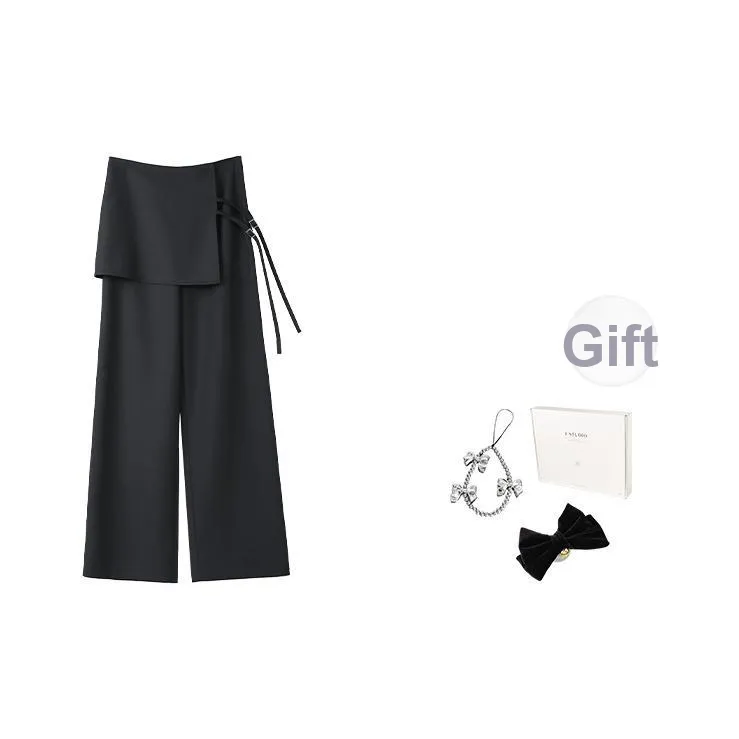 Fstudio Early AUTUMN Корейский стиль Ретро Mock Два предмета Свободный крой HIGH RISE Пэчворк Шорты-юбка Повседневные брюки Женские