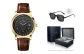 Gold Case Black Dial Brown Leather Strap