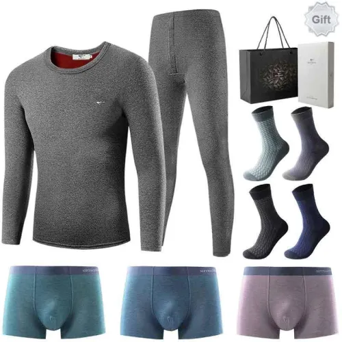 SEPTWOLVES Autumn And Winter Models Thermal Set Men's 8-piece Gift Box