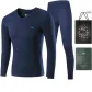 Thermal Underwear Tops+Long Johns Clothing Sets (Navy Blue)-100% cotton, Breathable, 3A Antibacterial, Thermal