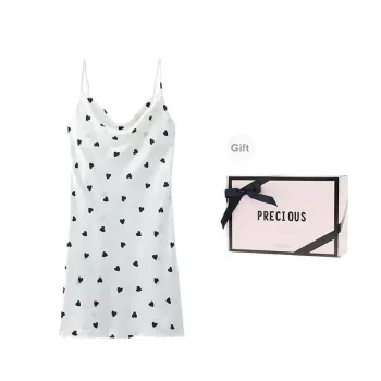 METE WHALE MT Nightgown Women's Gift Box Set Heart Polka Dot White