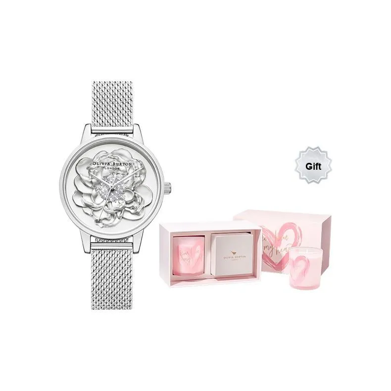 OLIVIA·BURTON Women's Watch Кварцевый механизм Ремешок из нержавеющей стали Серебристый циферблат