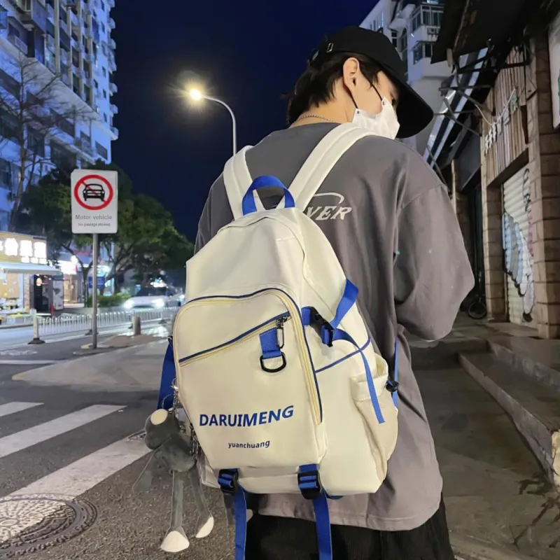 URBAN FOREST Nylon Backpack Unisex Blue/Red/Black/White-22