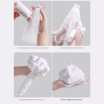 Goodgudi Creamy Texture Foam Net Facial Cleansing Soap Shower Gel With Foaming Net And Mesh Pocket