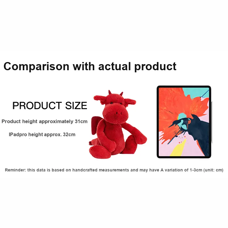 JELLYCAT Mythical Animal Collection Red Flying Dragon Dolls Plush Doll 31cm High-4