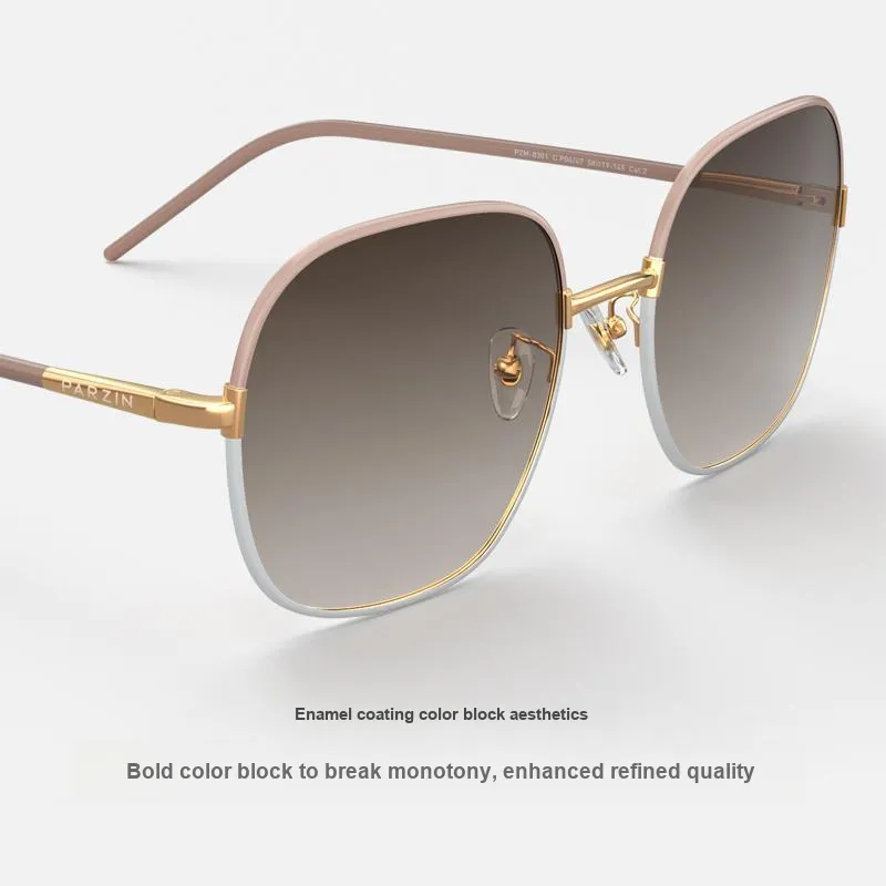 PARZIN Square Sunglasses Unisex White Tea Brown-2