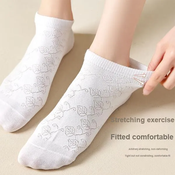 H-YXIANG No-Show Socks Women's 5 Pack White-1