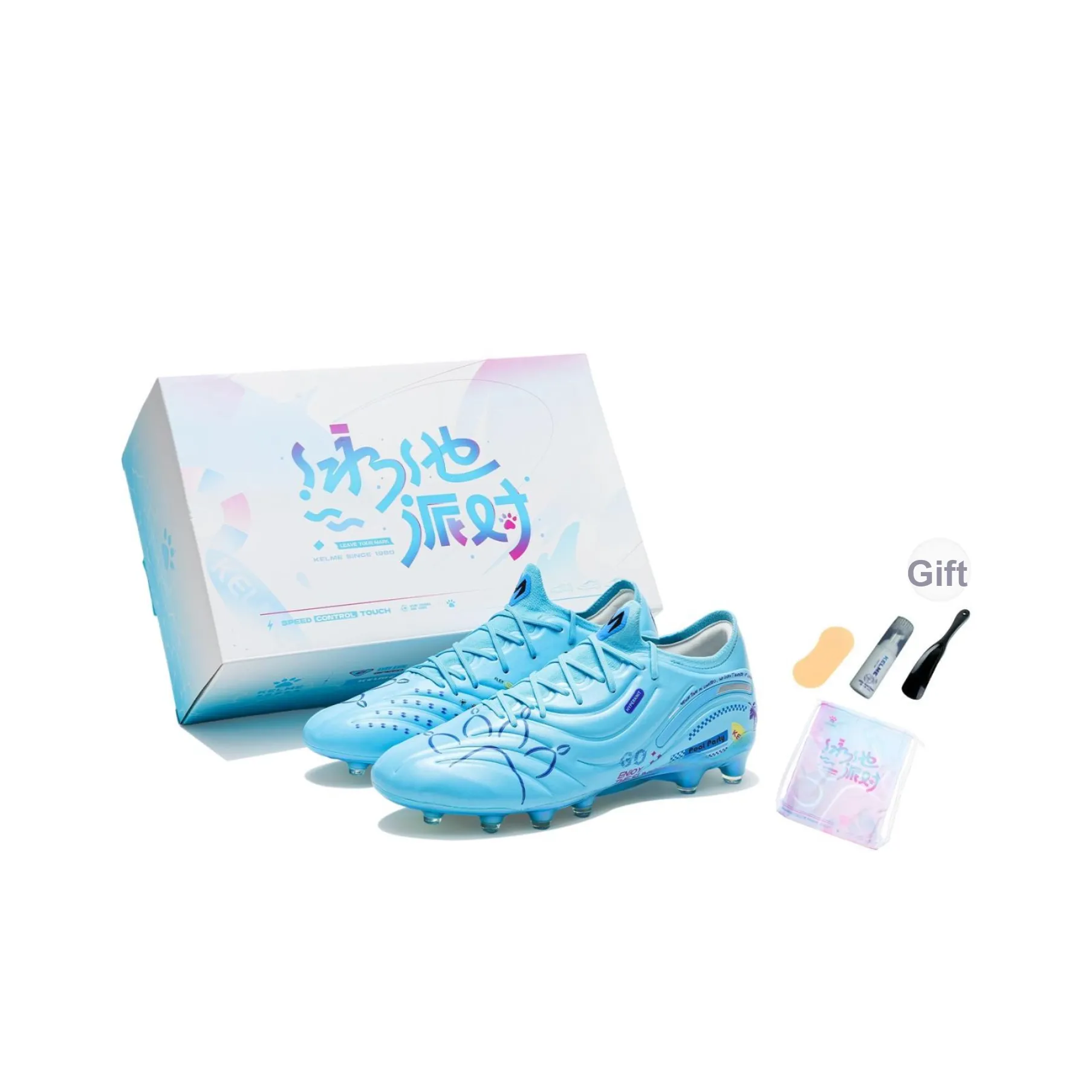 KELME Master 2,0 FG Твердый грунт Амортизация Износостойкие футбольные бутсы Унисекс Аква-синий