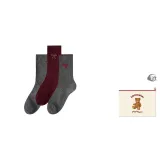 Burgundy Bowknot+Gray Dots+Gray Heart