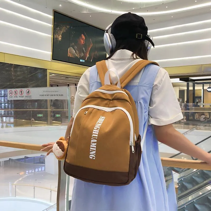 BALANG Nylon Backpack Women's Black & White/Blue & White/Khaki/Light Green & Fluorescent Yellow-6
