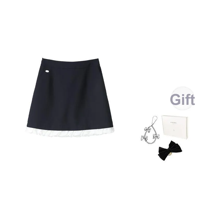 Fstudio Корейский стиль Дизайн с Возрастом Reducing Озорной HIGH RISE Кружево Украшения Повседневные Короткие Юбки Женские