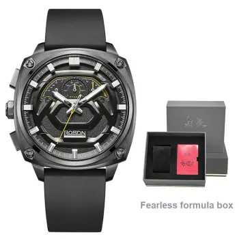 ROSDN Vivobook Automatic Mechanical Movement Silicone Strap Watch Men's Watches Black Dial G3288
