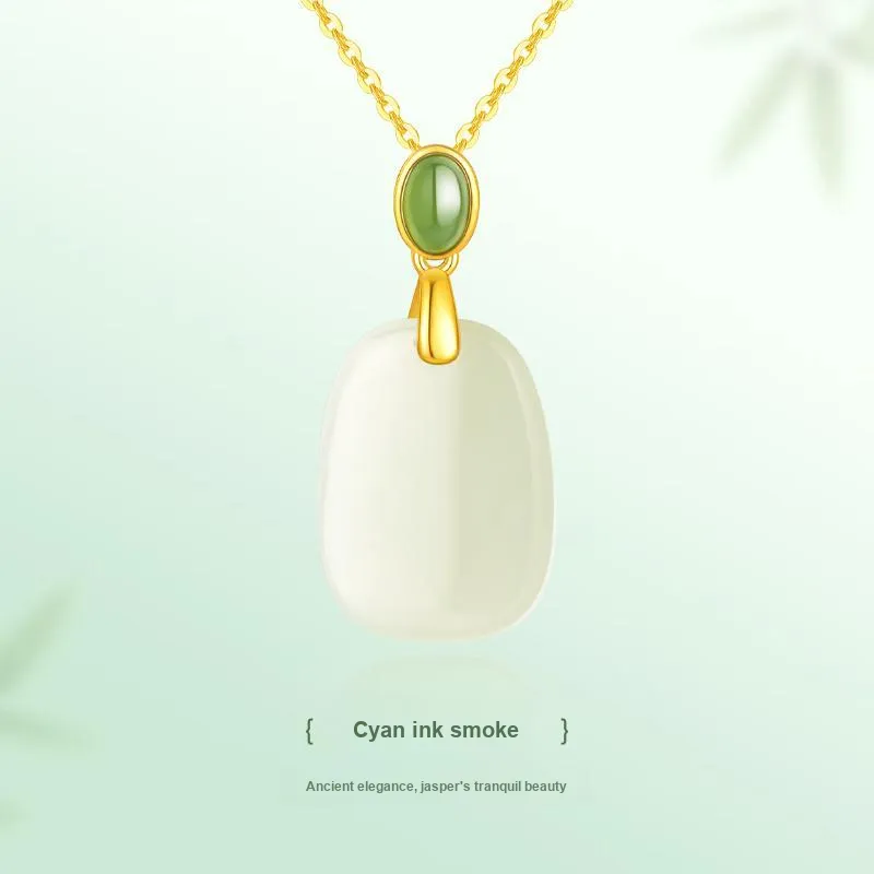 JINLIUFUJIXIANG Hetian Jade Necklaces White Jade/Pale Greenish White Jade Unisex-1