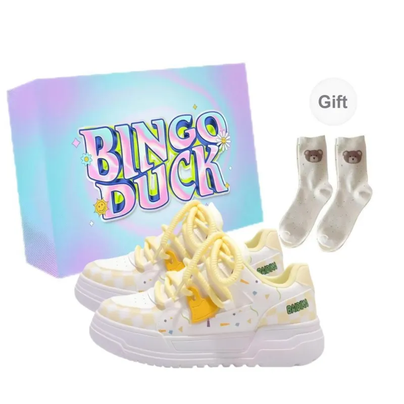 BINGO DUCK Coverage Slip Resistant Low Top Skateboard Shoes Women's-1