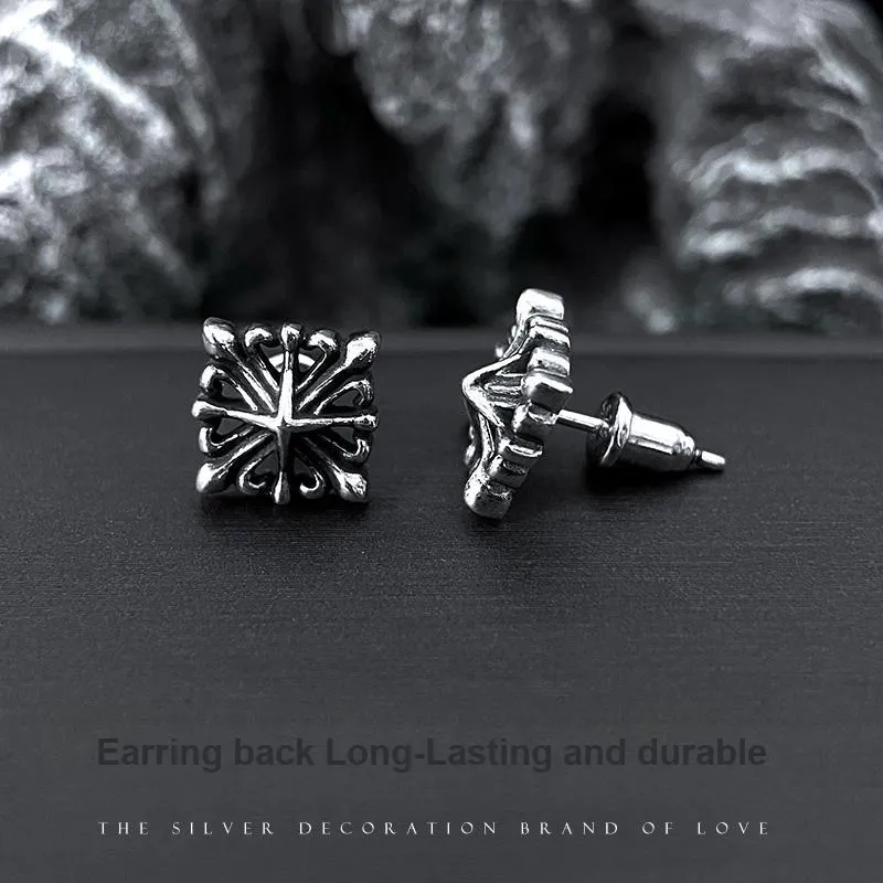 Love 925 Sterling Silver Stud Earrings Men's-3