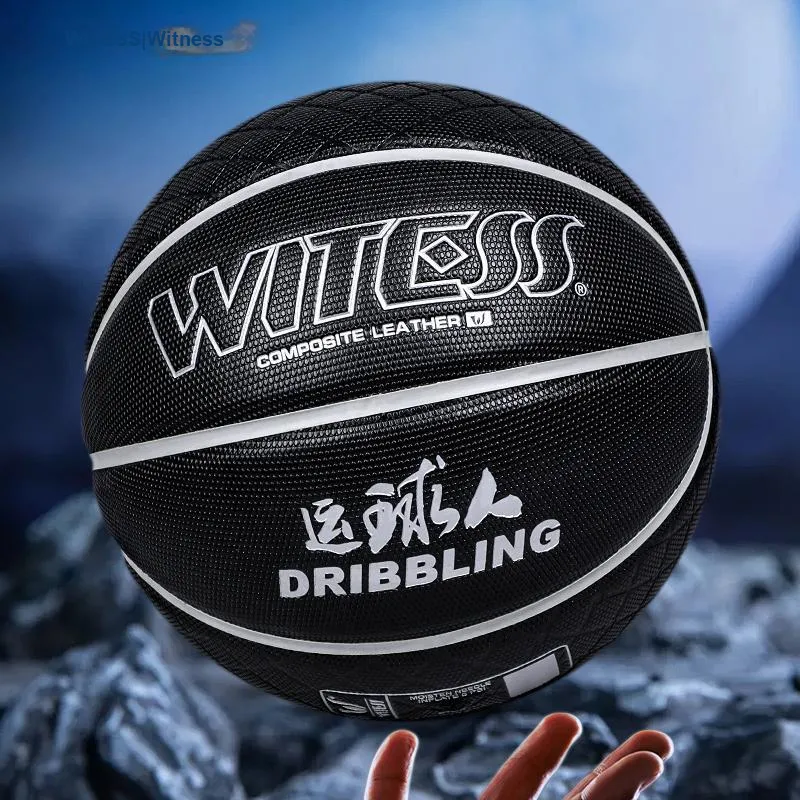 WITESS PU Basketball Black White Size 7 Training Unisex-1