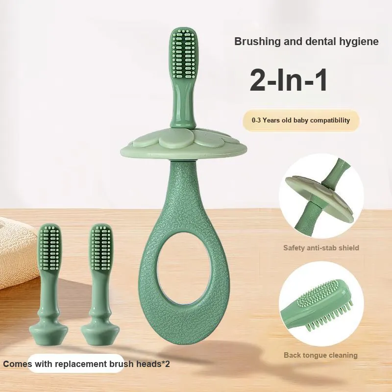 CHENYISHENG Q Me Styling Silicone Detachable And Washable Toothbrushes Single Pack With Two Brush Heads Included-1