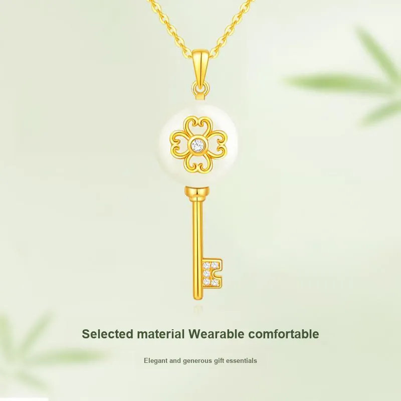 JINLIUFUJIXIANG Hetian Jade Necklaces White Jade/Pale Greenish White Jade Unisex-4