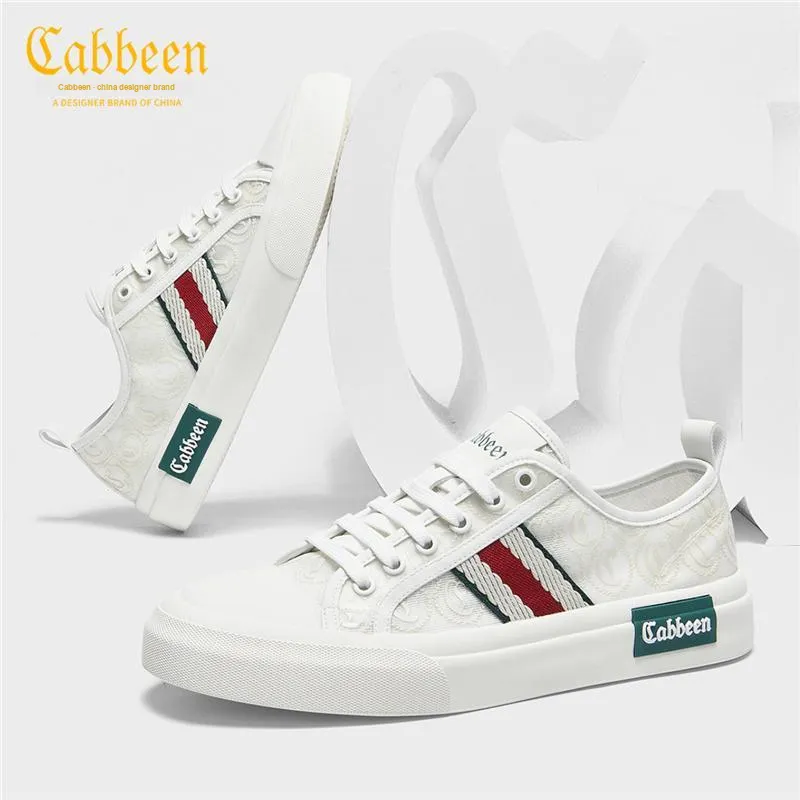 Cabbeen Breathable Low Top Skateboard Shoes Men's White Street Design Feel, Romantic Love Confession-6