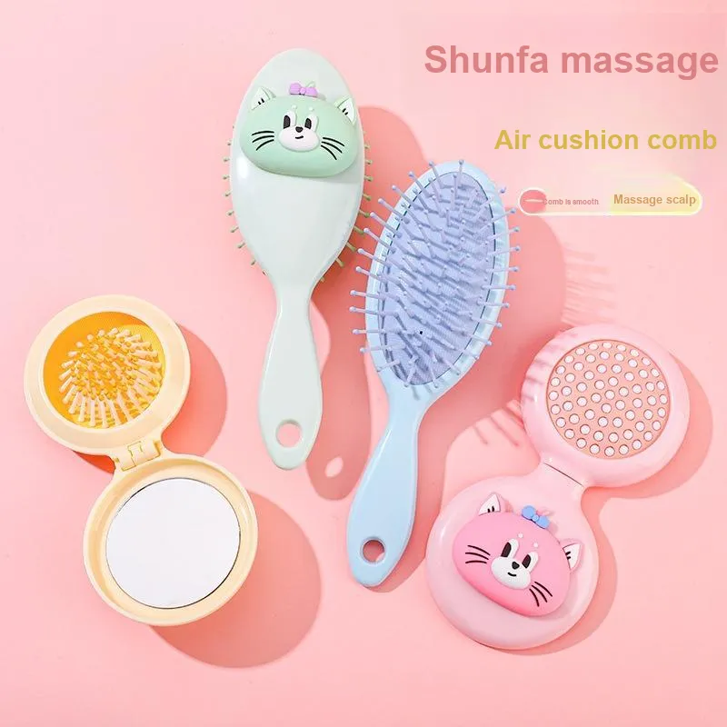 Love Of Wormwood 3D Effect Doll Massage Comb Mirror Airbag Comb 2 in 1-2
