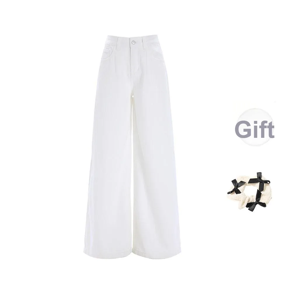 CPAURA Jeans Women's White+Bowknot Hair Tie Comes With
