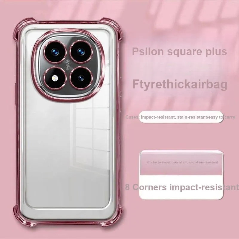 LONGYUGU Silicone Material Transparent Quad Cube Shockproof Phone Case Compatible With Redmi Note 13/12/11/10 Series-7