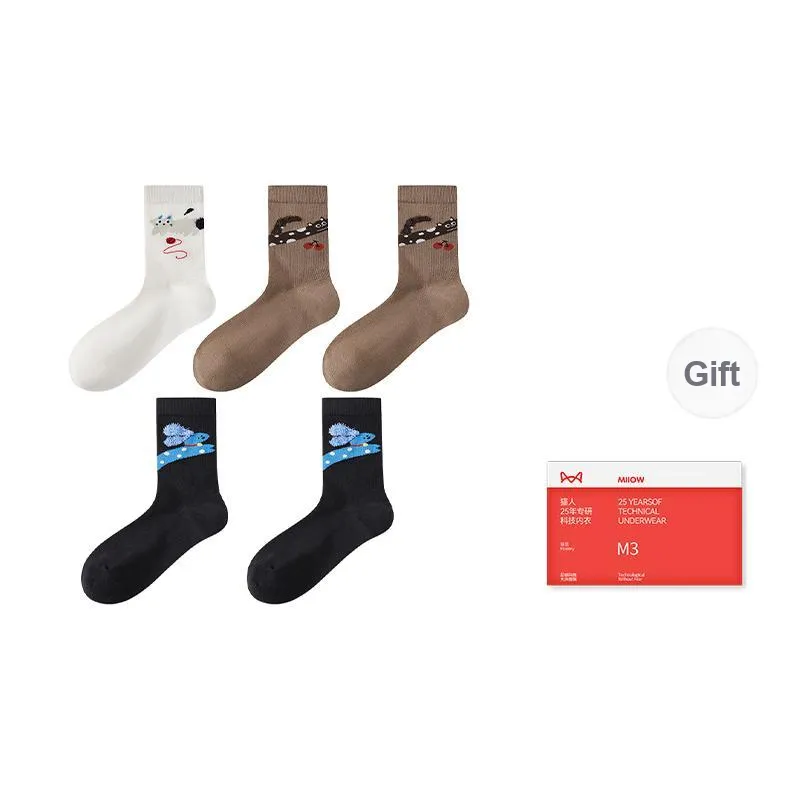 MIIOW Trend Party Series Mid Calf Socks Women's Shopping Bag 5 Pack-1