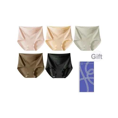 Yingzina 5 пачек Кофейный Коричневый + Дымчатый Серый + Лотосовый Розовый + Твердый Персиковый Розовый + Серо-Бежевый Женские трусики-бикини